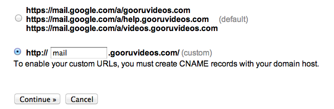 Gmail Custom URL